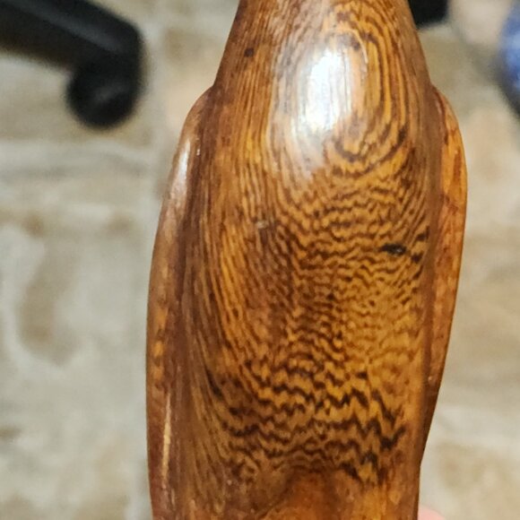 Hand-Carved Wooden Crane Sculpture – 13" Tall Elegant Bird Figurine - Picture 6 of 11